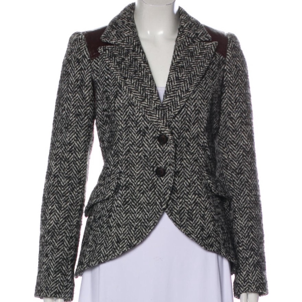 Smythe Black and Gray Herringbone Blazer